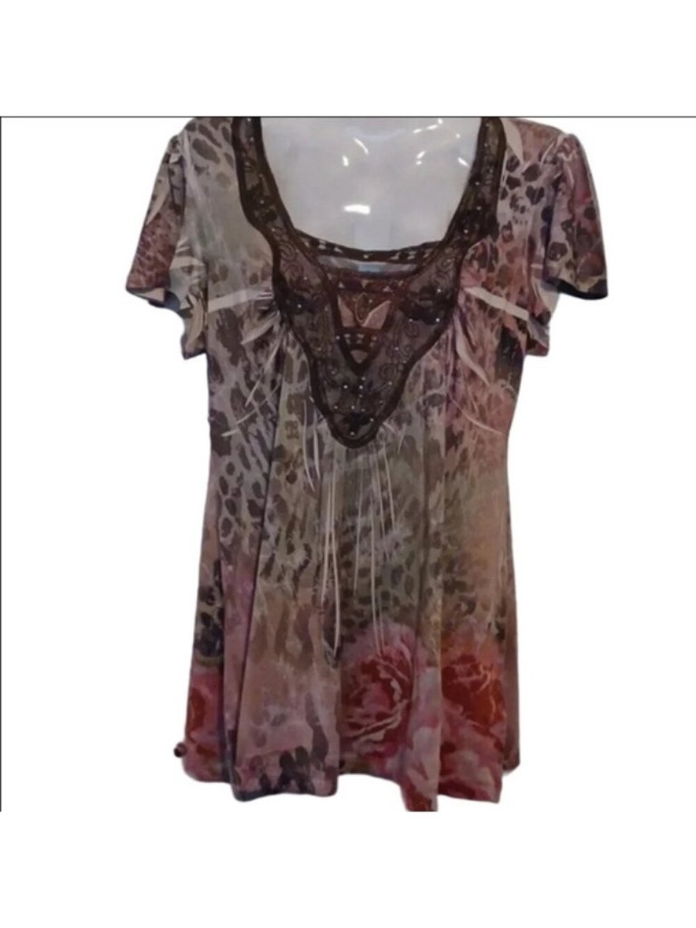 - silky to touch top with lace and sparkles